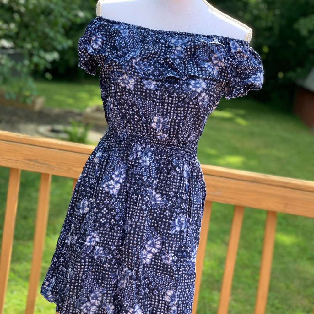Hollister - Navy Off the Shoulder Summer Dress